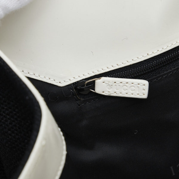 グッチ ジャッキー ハンドバッグ ショルダーバッグ 002-1066 ブラック ホワイト キャンバス レザー レディース GUCCI 【中古】