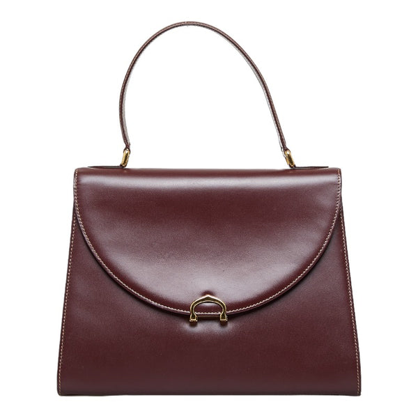 カルティエ マストライン ハンドバッグ ボルドー レッド レザー レディース CARTIER 【中古】