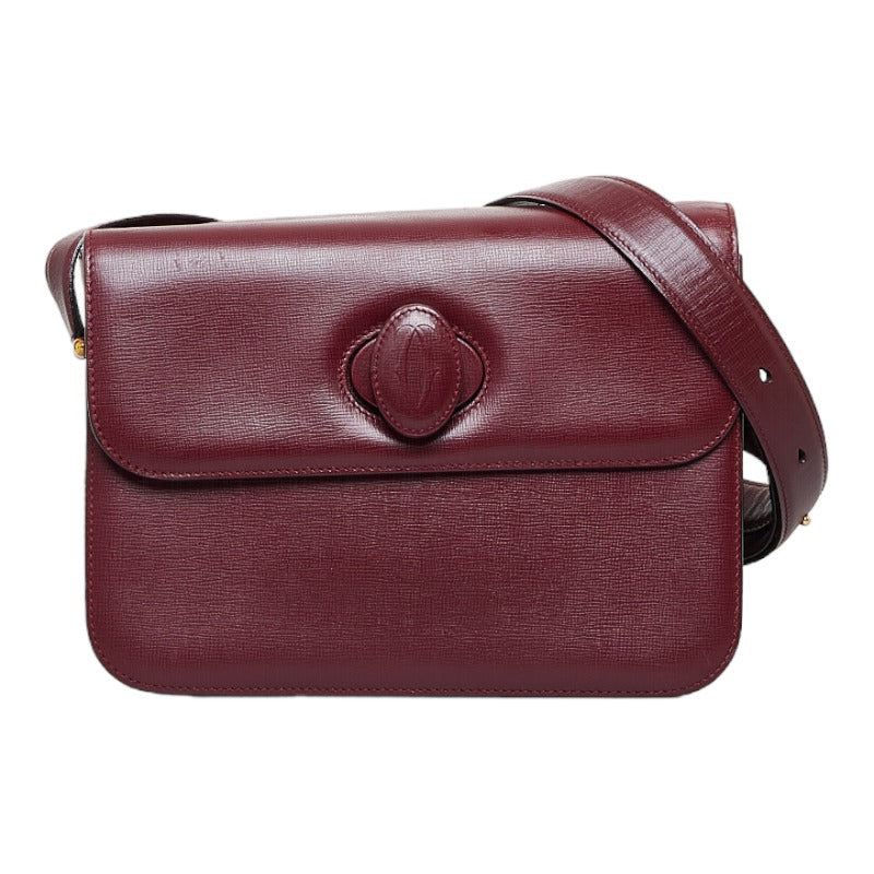 カルティエ マストライン 斜め掛け ショルダーバッグ ボルドー レッド レザー レディース CARTIER 【中古】