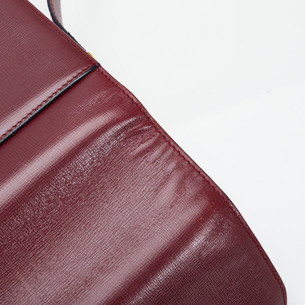 カルティエ マストライン 斜め掛け ショルダーバッグ ボルドー レッド レザー レディース CARTIER 【中古】