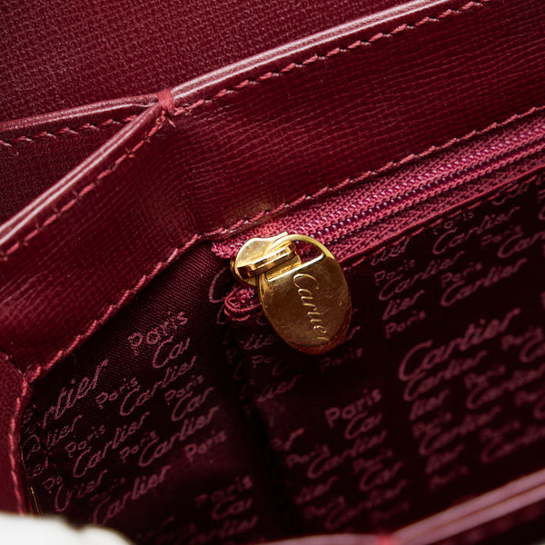 カルティエ マストライン 斜め掛け ショルダーバッグ ボルドー レッド レザー レディース CARTIER 【中古】