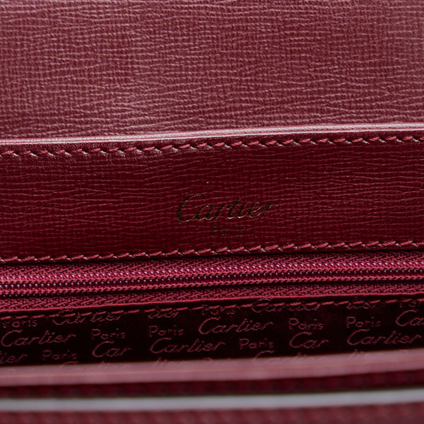 カルティエ マストライン 斜め掛け ショルダーバッグ ボルドー レッド レザー レディース CARTIER 【中古】