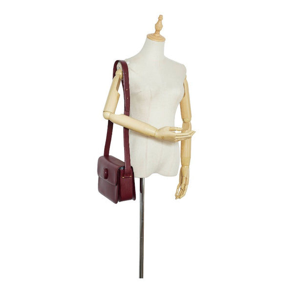 カルティエ マストライン 斜め掛け ショルダーバッグ ボルドー レッド レザー レディース CARTIER 【中古】