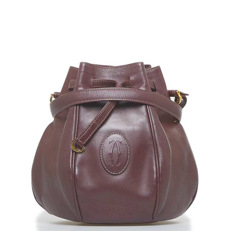 カルティエ マスト 斜め掛け ショルダーバッグ ボルドー レッド レザー レディース CARTIER 【中古】