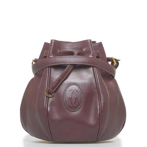 カルティエ マスト 斜め掛け ショルダーバッグ ボルドー レッド レザー レディース CARTIER 【中古】