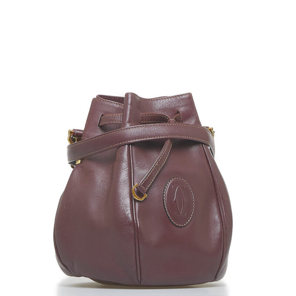 カルティエ マスト 斜め掛け ショルダーバッグ ボルドー レッド レザー レディース CARTIER 【中古】