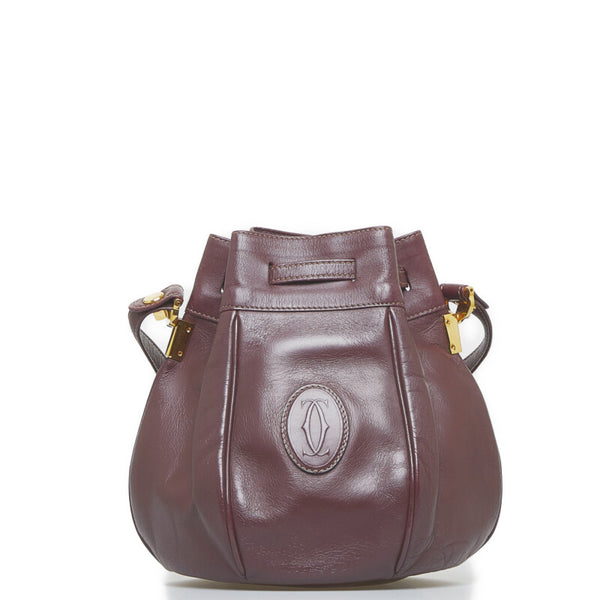 カルティエ マスト 斜め掛け ショルダーバッグ ボルドー レッド レザー レディース CARTIER 【中古】