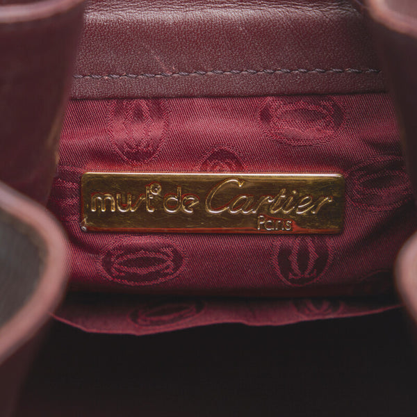 カルティエ マスト 斜め掛け ショルダーバッグ ボルドー レッド レザー レディース CARTIER 【中古】