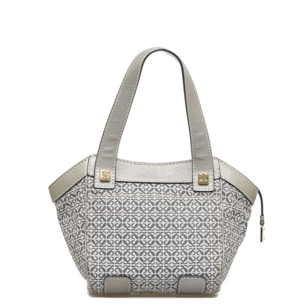 ロエベ アナグラム ハンドバッグ トートバッグ グレー シルバー キャンバス レザー レディース LOEWE 【中古】