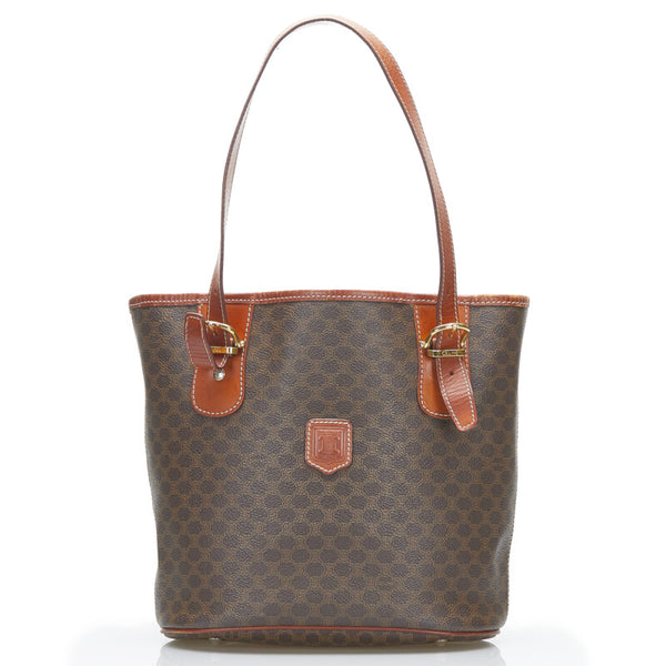 セリーヌ マカダム ハンドバッグ トートバッグ MC98/1 ブラウン PVC レザー レディース CELINE 【中古】