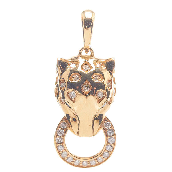 K18YG イエローゴールド ブラックダイヤ0.02ct ダイヤ0.17ct アニマル ペンダントトップ レディース 【中古】
