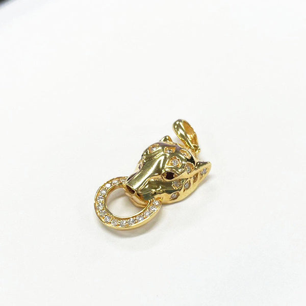 K18YG イエローゴールド ブラックダイヤ0.02ct ダイヤ0.17ct アニマル ペンダントトップ レディース 【中古】