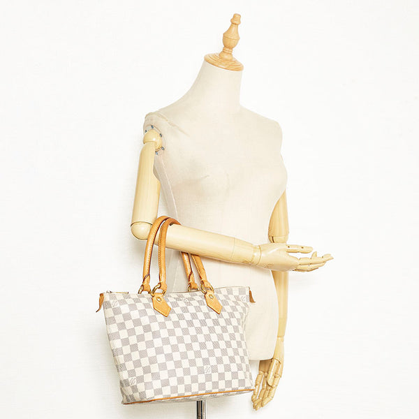 ルイ ヴィトン ダミエ アズール サレヤPM ハンドバッグ トートバッグ  N51186 ホワイト PVC レザー レディース LOUIS VUITTON 【中古】