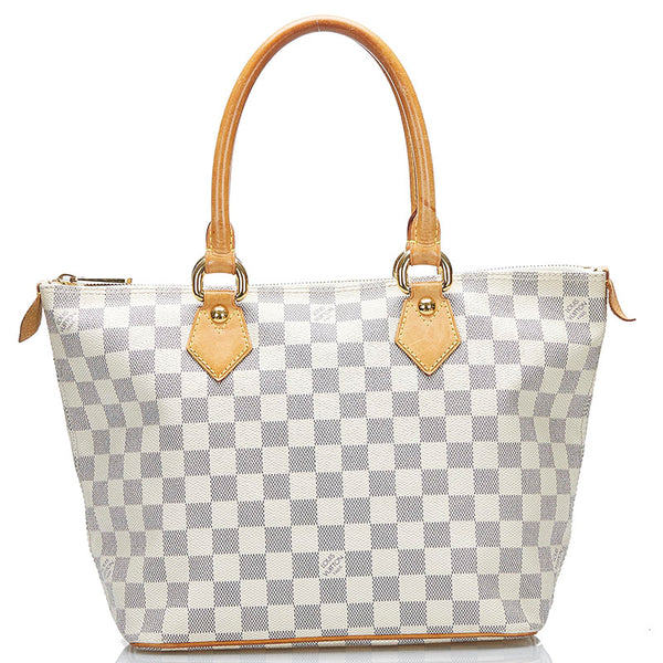 ルイ ヴィトン ダミエ アズール サレヤPM ハンドバッグ トートバッグ  N51186 ホワイト PVC レザー レディース LOUIS VUITTON 【中古】