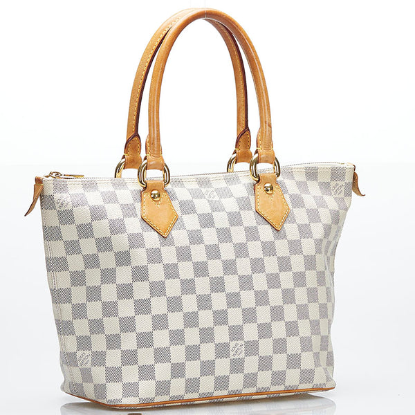 ルイ ヴィトン ダミエ アズール サレヤPM ハンドバッグ トートバッグ  N51186 ホワイト PVC レザー レディース LOUIS VUITTON 【中古】