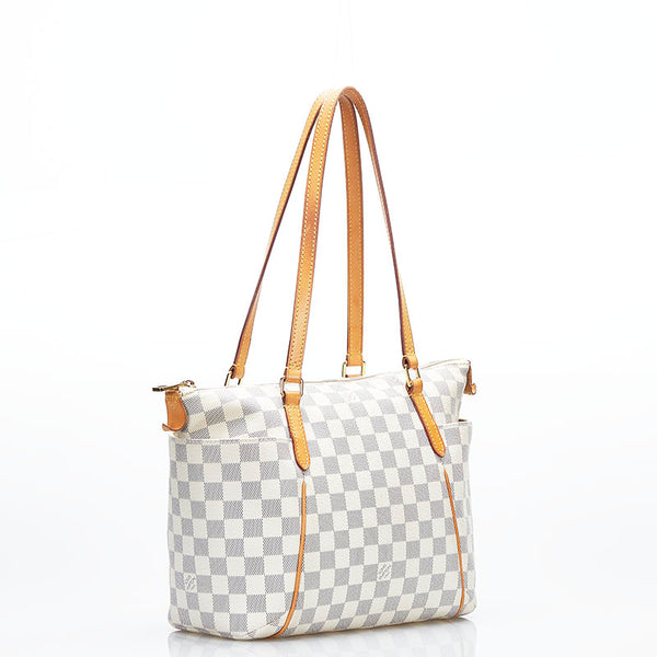 ルイ ヴィトン ダミエ アズール トータリーPM ハンドバッグ トートバッグ N51261 ホワイト PVC レザー レディース LOUIS VUITTON 【中古】