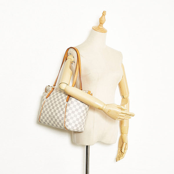 ルイ ヴィトン ダミエ アズール トータリーPM ハンドバッグ トートバッグ N51261 ホワイト PVC レザー レディース LOUIS VUITTON 【中古】