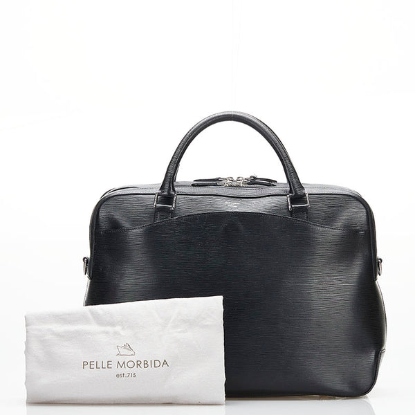 ペッレモルビダ ビジネスバッグ ブリーフケース 書類バッグ ブラック レザー レディース PELLE MORBIDA 【中古】