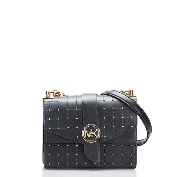 マイケルコース 斜め掛け ショルダーバッグ ブラック レザー レディース Michael Kors 【中古】