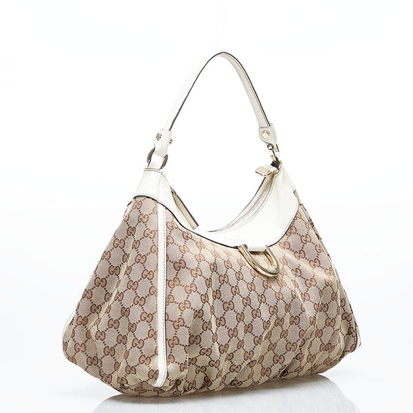 グッチ GGキャンバス ワンショルダーバッグ ハンドバッグ 189833 ベージュ ホワイト キャンバス レザー レディース GUCCI 【中古】