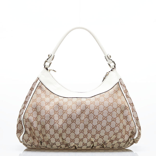 グッチ GGキャンバス ワンショルダーバッグ ハンドバッグ 189833 ベージュ ホワイト キャンバス レザー レディース GUCCI 【中古】