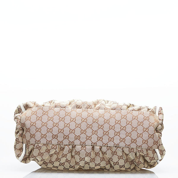 グッチ GGキャンバス ワンショルダーバッグ ハンドバッグ 189833 ベージュ ホワイト キャンバス レザー レディース GUCCI 【中古】