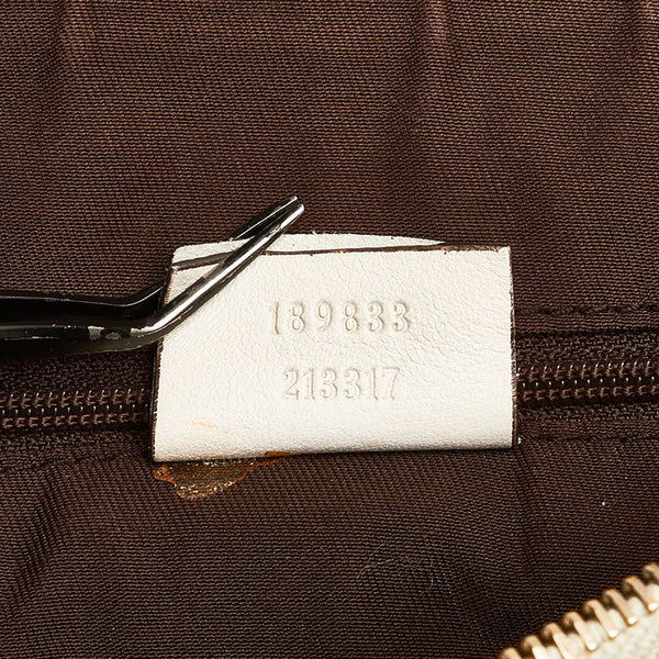 グッチ GGキャンバス ワンショルダーバッグ ハンドバッグ 189833 ベージュ ホワイト キャンバス レザー レディース GUCCI 【中古】