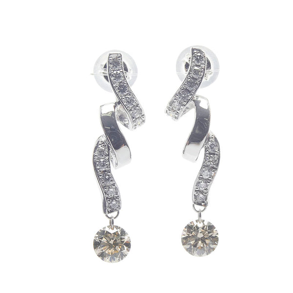 Pt900 プラチナ ダイヤ0.63ct ダイヤ0.42ct ピアス レディース 【中古】