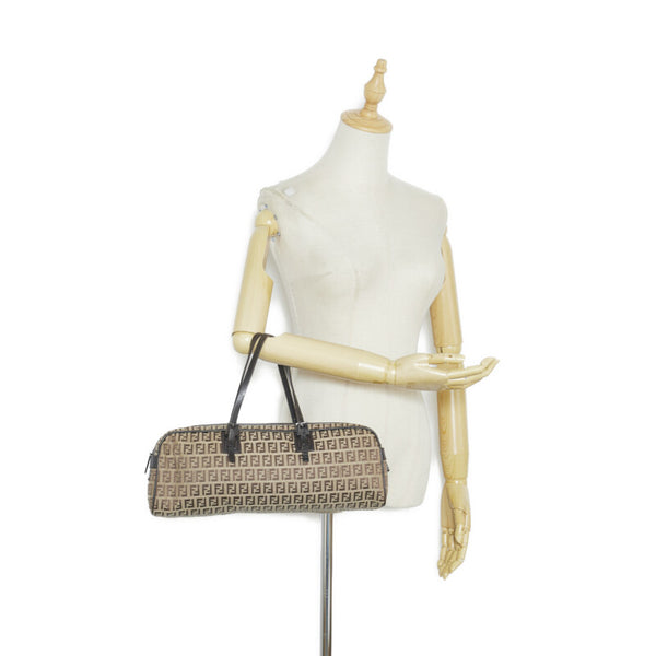 フェンディ ズッキーノ ハンドバッグ ミニボストンバッグ 8BL006 ベージュ ブラウン キャンバス レザー レディース FENDI 【中古】