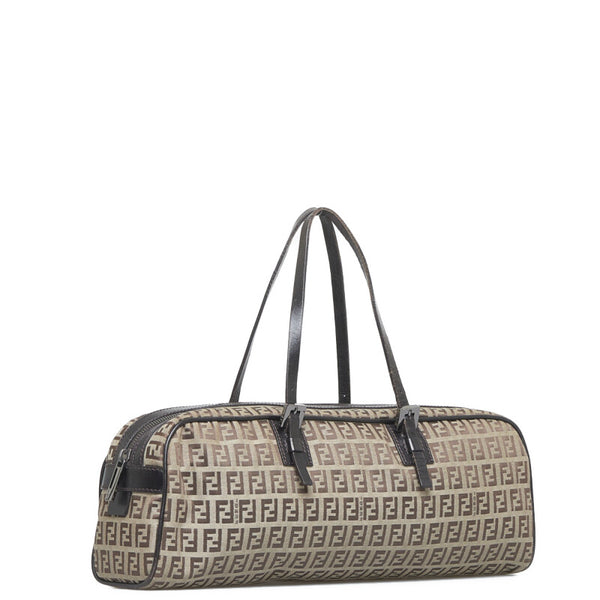 フェンディ ズッキーノ ハンドバッグ ミニボストンバッグ 8BL006 ベージュ ブラウン キャンバス レザー レディース FENDI 【中古】