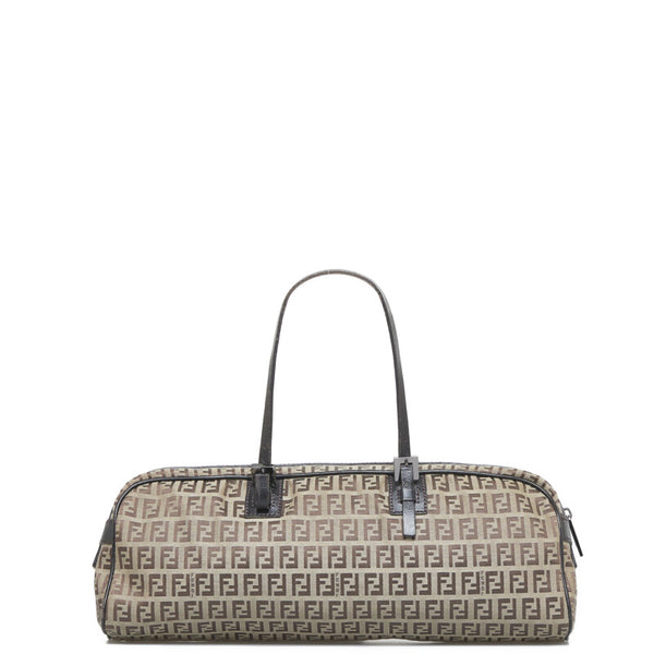 フェンディ ズッキーノ ハンドバッグ ミニボストンバッグ 8BL006 ベージュ ブラウン キャンバス レザー レディース FENDI 【中古】