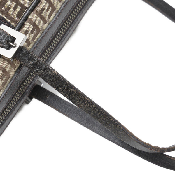 フェンディ ズッキーノ ハンドバッグ ミニボストンバッグ 8BL006 ベージュ ブラウン キャンバス レザー レディース FENDI 【中古】
