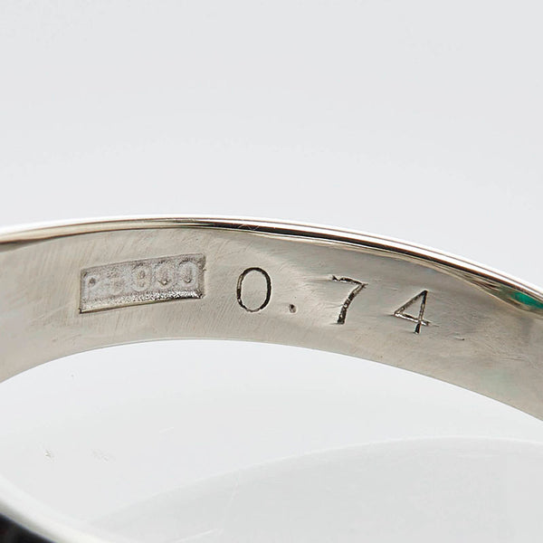 Pt900 プラチナ エメラルド0.74ct ダイヤ0.12ct リング 指輪 レディース 12号 【中古】