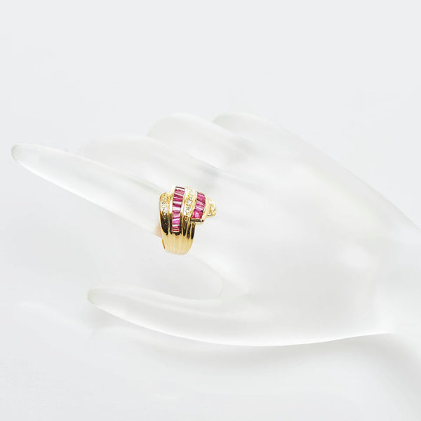 K18YG イエローゴールド ルビー2.29ct ダイヤ0.04ct リング 指輪 レディース 12号 【中古】