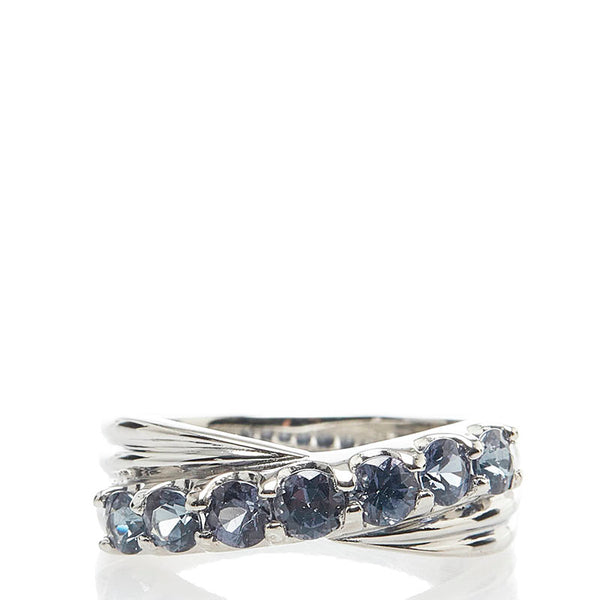 Pt900 プラチナ カラーチェンジガーネット1.00ct ハーフエタニティ リング 指輪 レディース 11号 【中古】