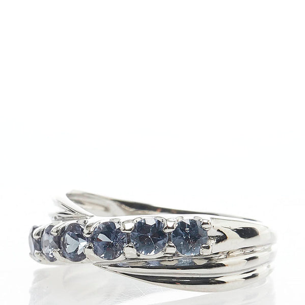 Pt900 プラチナ カラーチェンジガーネット1.00ct ハーフエタニティ リング 指輪 レディース 11号 【中古】