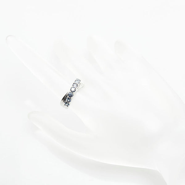 Pt900 プラチナ カラーチェンジガーネット1.00ct ハーフエタニティ リング 指輪 レディース 11号 【中古】