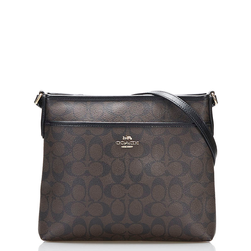 コーチ シグネチャー 斜め掛け ショルダーバッグ F29210 ブラウン PVC レザー レディース COACH 【中古】