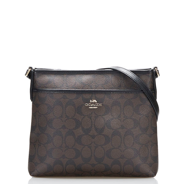 コーチ シグネチャー 斜め掛け ショルダーバッグ F29210 ブラウン PVC レザー レディース COACH 【中古】