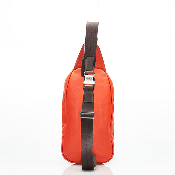 コーチ トンプソン ボディバッグ ショルダーバッグ F70360 オレンジ ブラウン レザー レディース COACH 【中古】