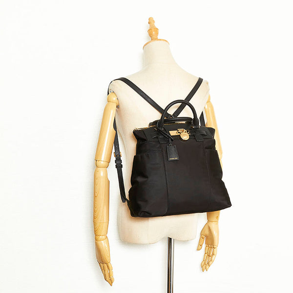 マイケルコース リュックサック バックパック ブラック ナイロン レザー レディース Michael Kors 【中古】