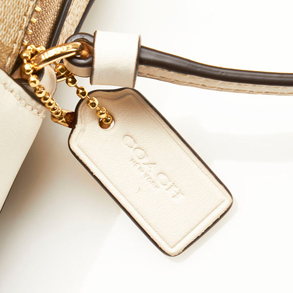 コーチ シグネチャー ジェイミー 斜め掛け ショルダーバッグ  ベージュ PVC レザー レディース COACH 【中古】