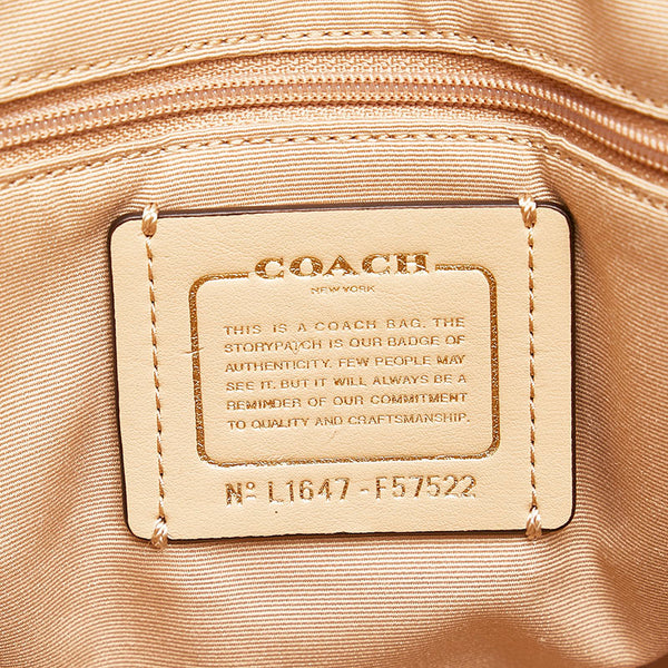 コーチ クロスグレーン トートバッグ ショルダーバッグ F57522 ベージュ レザー レディース COACH 【中古】