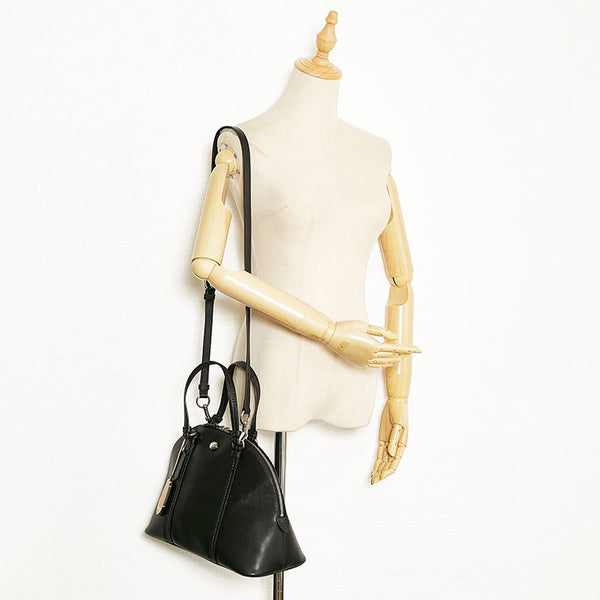 コーチ コーラ ドームド サッチェル ハンドバッグ ショルダーバッグ 2WAY ブラック レザー レディース COACH 【中古】