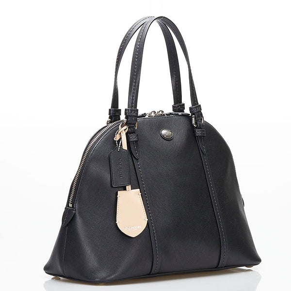 コーチ コーラ ドームド サッチェル ハンドバッグ ショルダーバッグ 2WAY ブラック レザー レディース COACH 【中古】