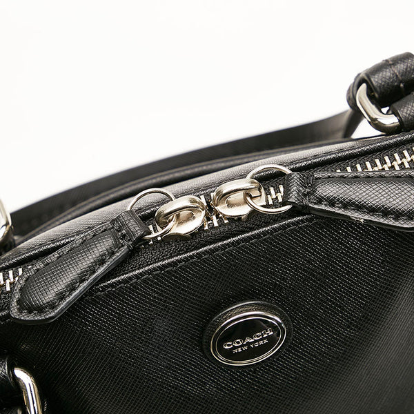 コーチ コーラ ドームド サッチェル ハンドバッグ ショルダーバッグ 2WAY ブラック レザー レディース COACH 【中古】