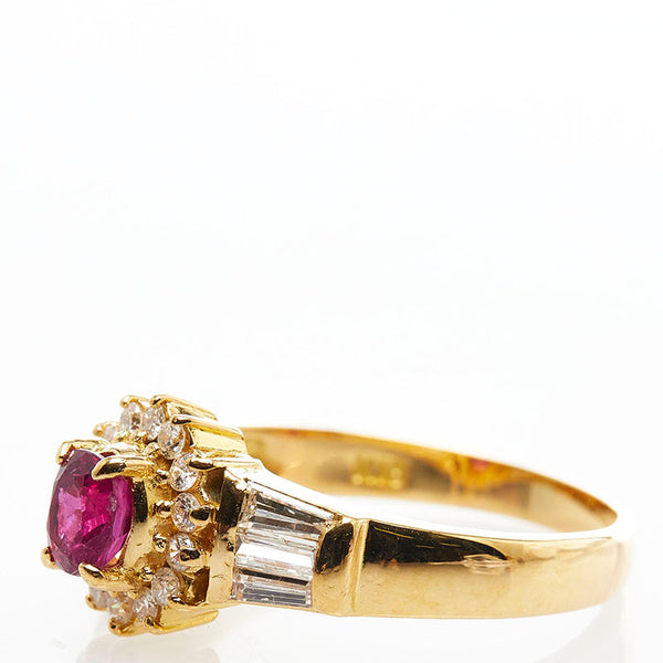 K18YG イエローゴールド ルビー0.42ct ダイヤ0.46ct リング 指輪 レディース 11号 【中古】