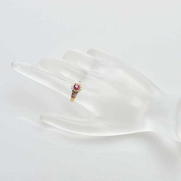 K18YG イエローゴールド ルビー0.42ct ダイヤ0.46ct リング 指輪 レディース 11号 【中古】