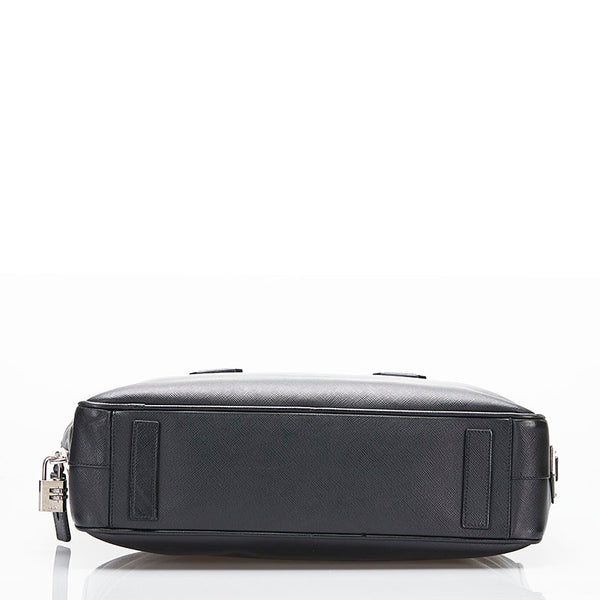 プラダ ビジネスバッグ ブリーフケース ハンドバッグ ブラック レザー メンズ PRADA 【中古】