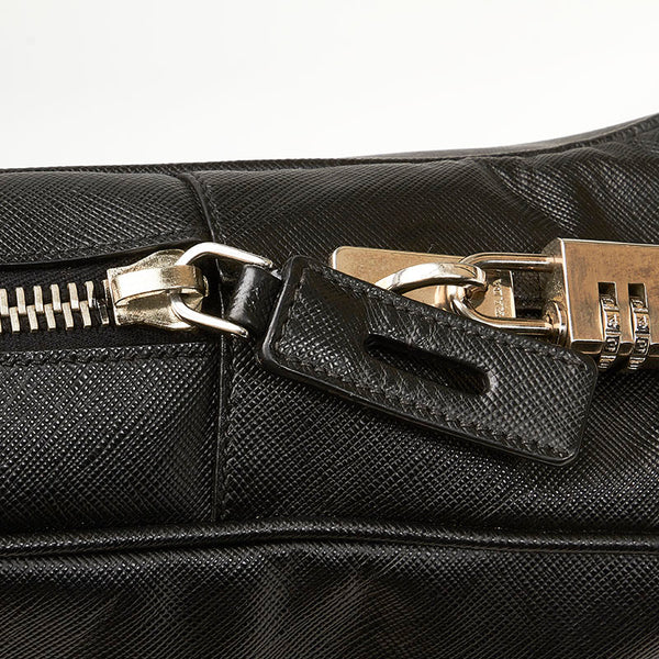 プラダ ビジネスバッグ ブリーフケース ハンドバッグ ブラック レザー メンズ PRADA 【中古】